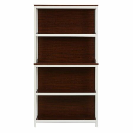 KD VESTIDOR 59.5 x 31.38 x 11.8 in. 4-Shelf White & Walnut Engineered Wood Bookcase KD3268850